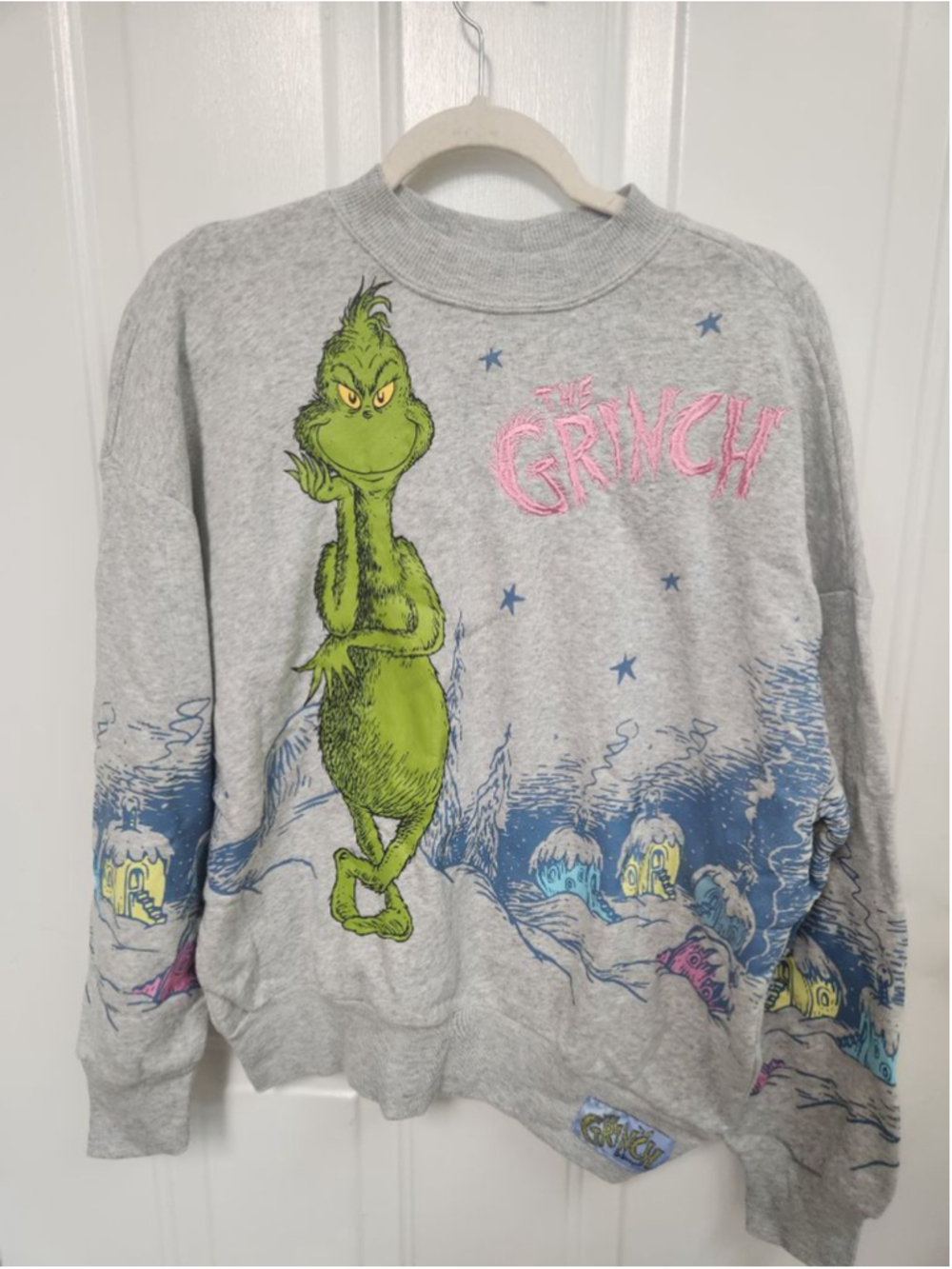 The Grinch Gray Pink Graphic Sweatshirt S